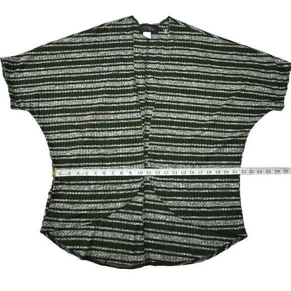 Say Anything Green Stripe Cardigan Open Front Top Medium - Picture 8 of 9
